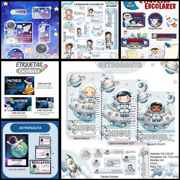 Etiqueta Escolar Astronauta