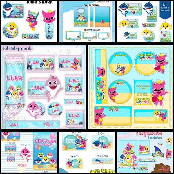 Etiqueta Escolar Baby Shark