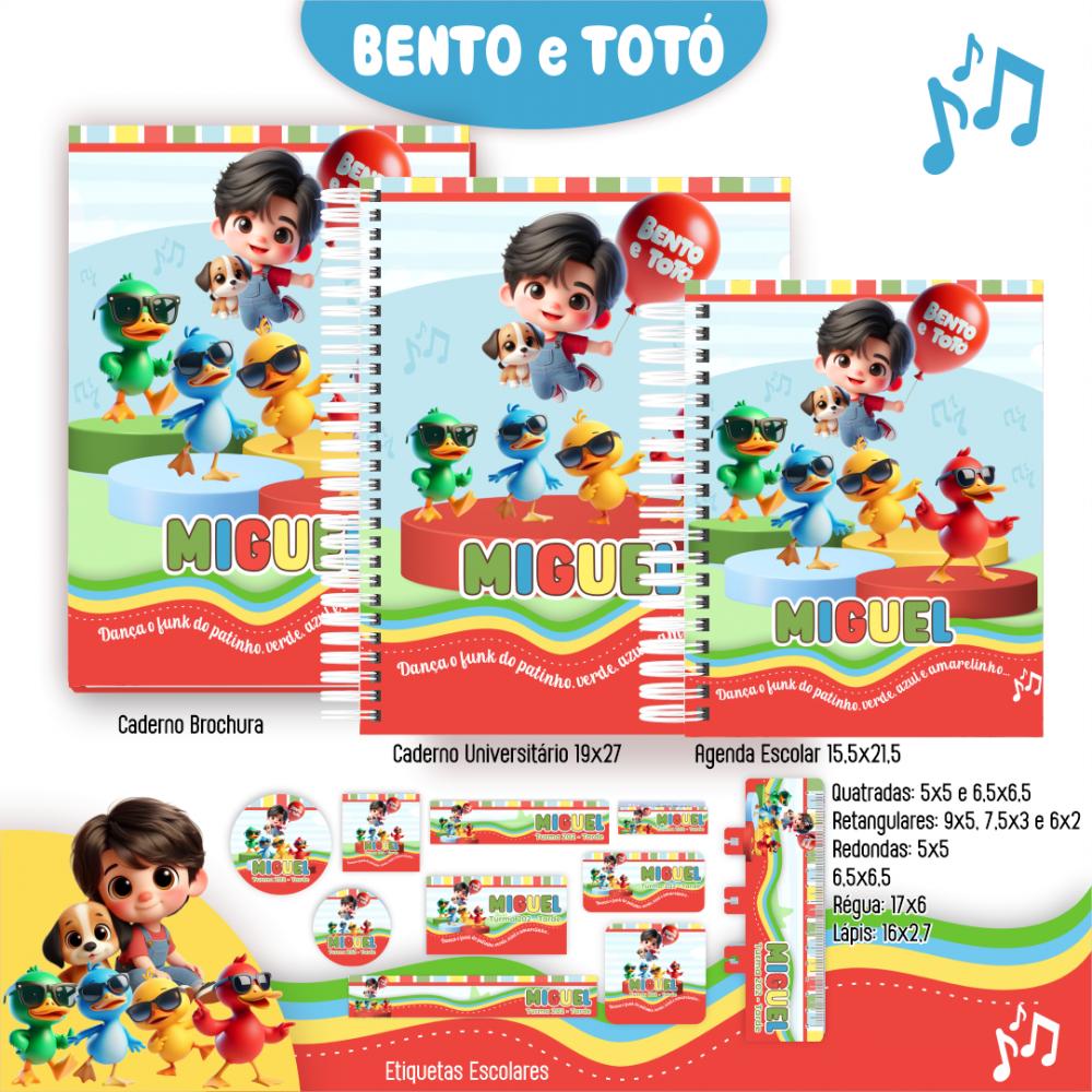 Etiqueta Escolar Bento e Totó