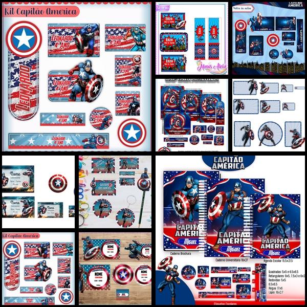 Etiqueta Escolar Capitão América