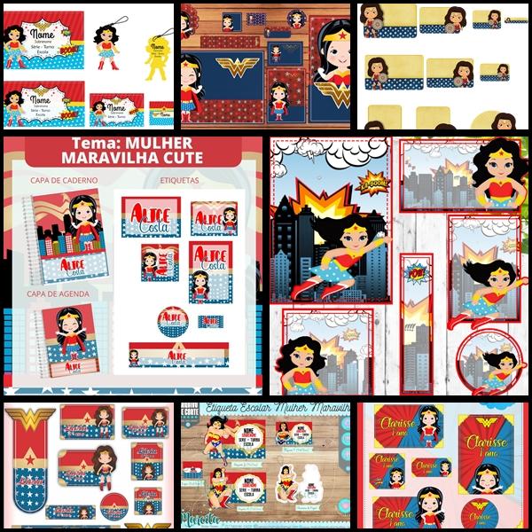 Etiqueta Escolar Mulher Maravilha