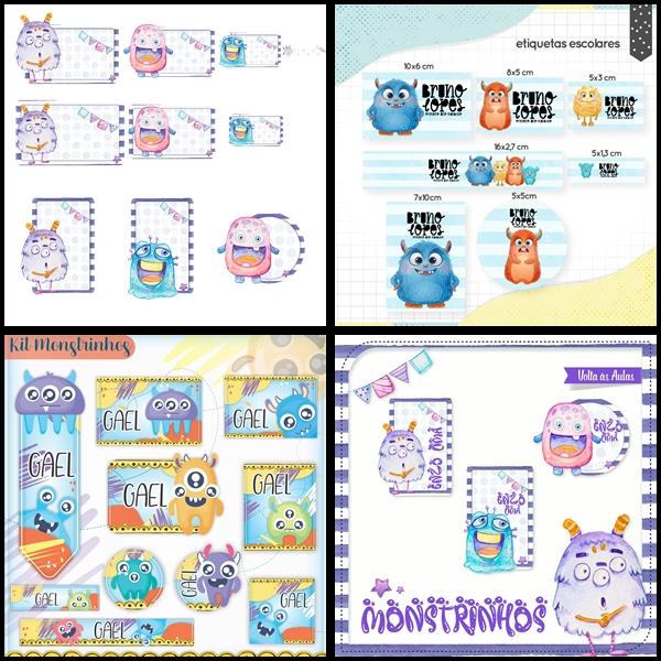 Etiqueta Escolar Monstrinhos