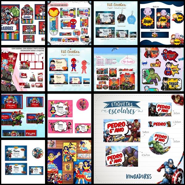 Etiqueta Escolar Super Heróis