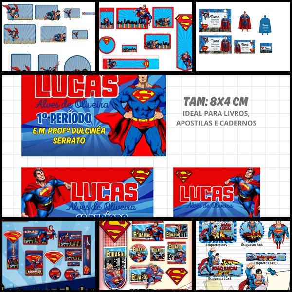 Etiqueta Escolar Super Homem