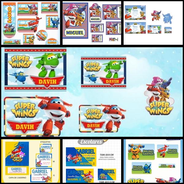 Etiqueta Escolar Super Wings
