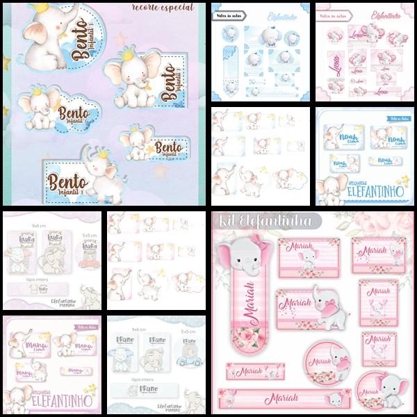 Etiqueta Escolar Elefantinho