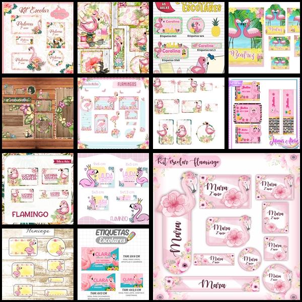 Etiqueta Escolar Flamingo