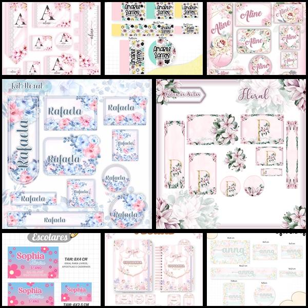Etiqueta Escolar Floral