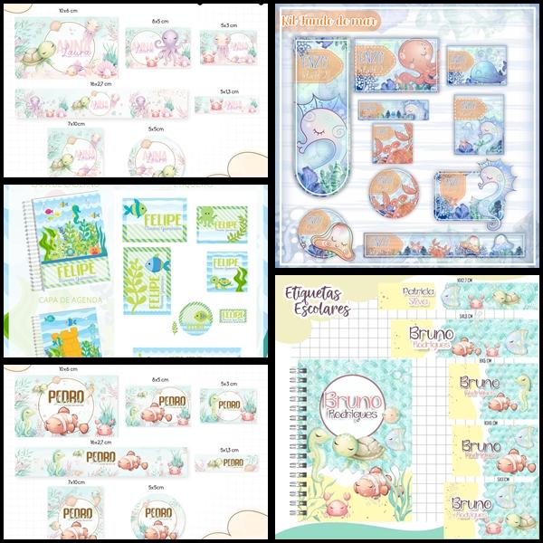 Etiqueta Escolar Fundo do Mar