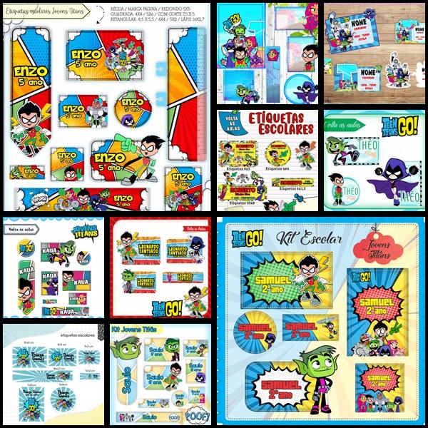 Etiqueta Escolar Jovens Titãs