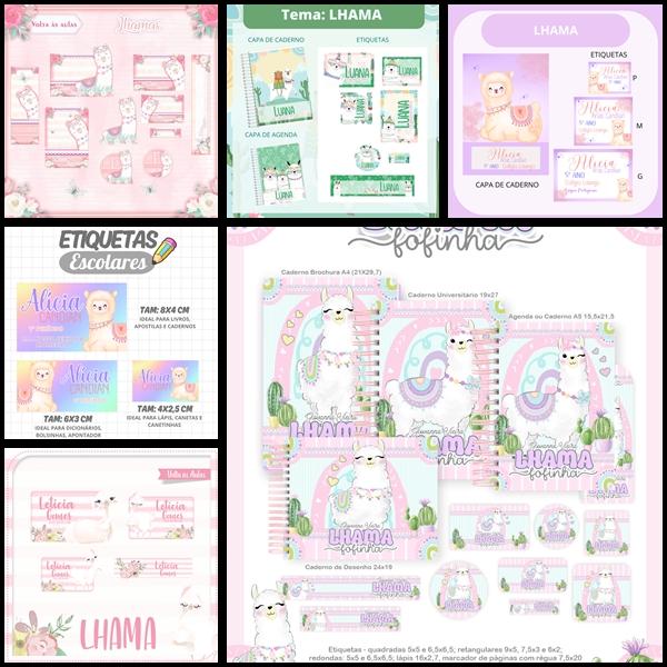 Etiqueta Escolar Lhama