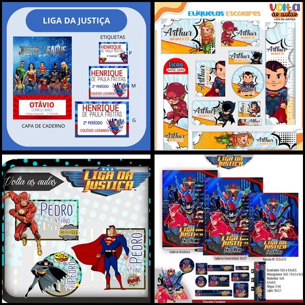 Etiqueta Escolar Liga da Justiça