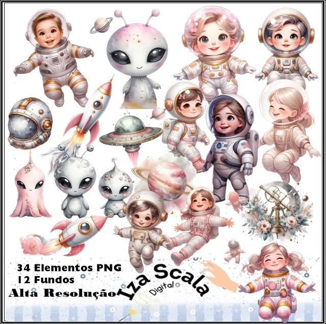 Kit Digital Astronauta Rosa - 3D