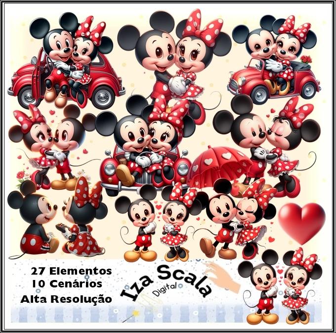 Kit Digital Mickey e Minnie Amor - 3D