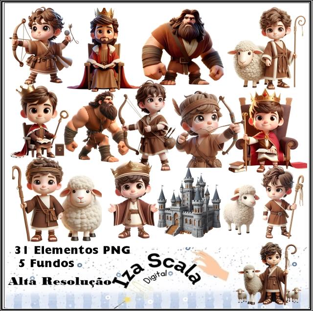 Kit Digital Rei Davi e Golias - 3D