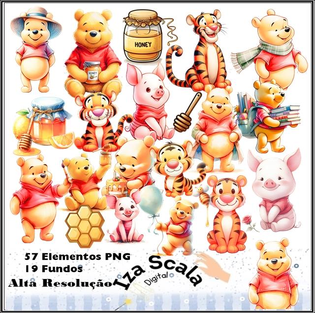 Kit Digital Ursinho Pooh Aquarela - 3D