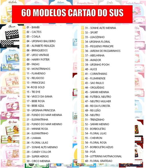Arquivo de Corte Cartão Sus - 60 Temas pdf e Png