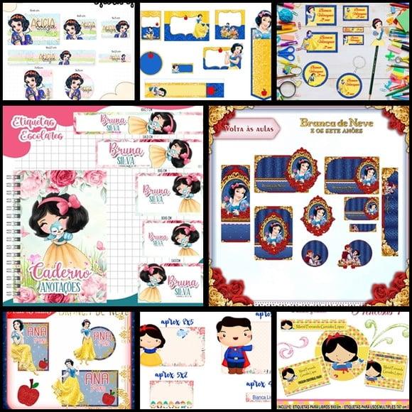 Etiqueta Escolar Branca de Neve - Arquivo Digital