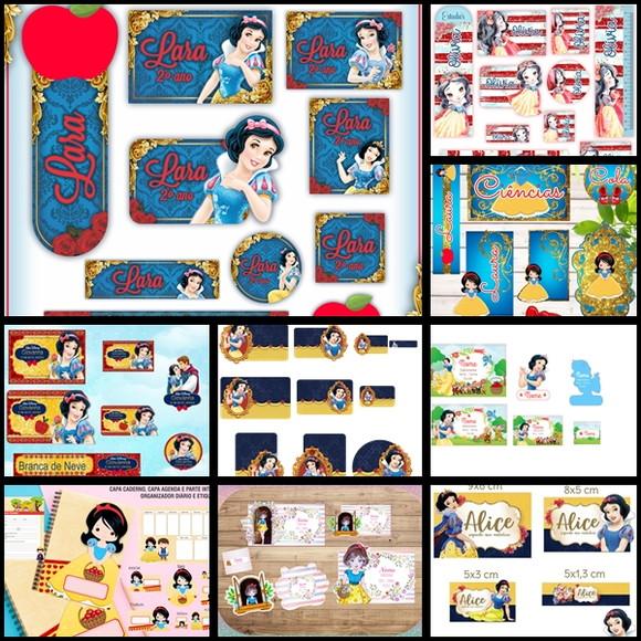 Etiqueta Escolar Branca de Neve - Arquivo Digital