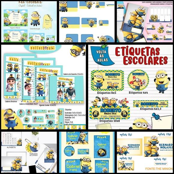 Etiqueta Escolar Minion - Arquivo Digital