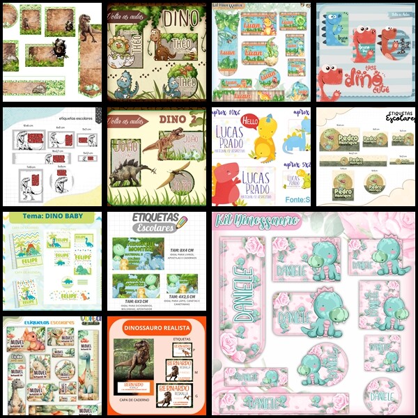Etiqueta Escolar Dinossauro 2