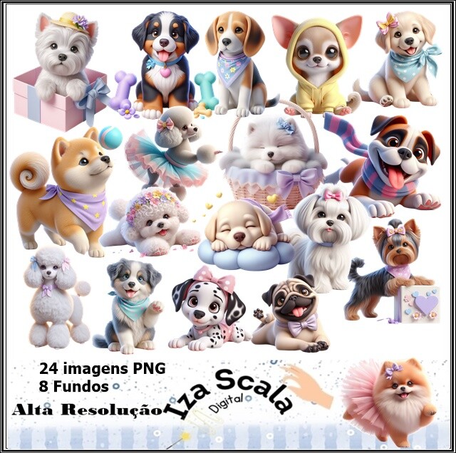 Kit Digital Cachorrinhos - 3D