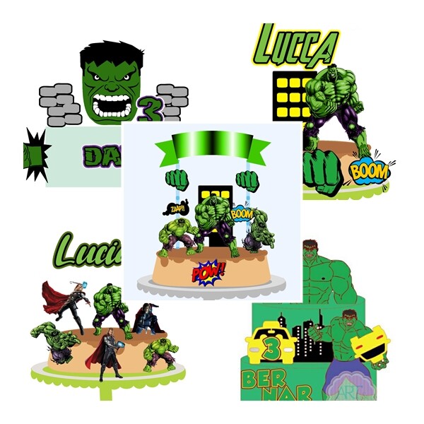 Topo de Bolo Hulk