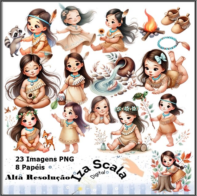 Kit Digital Pocahontas Baby 3D