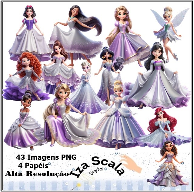Kit Digital Princesas 3D