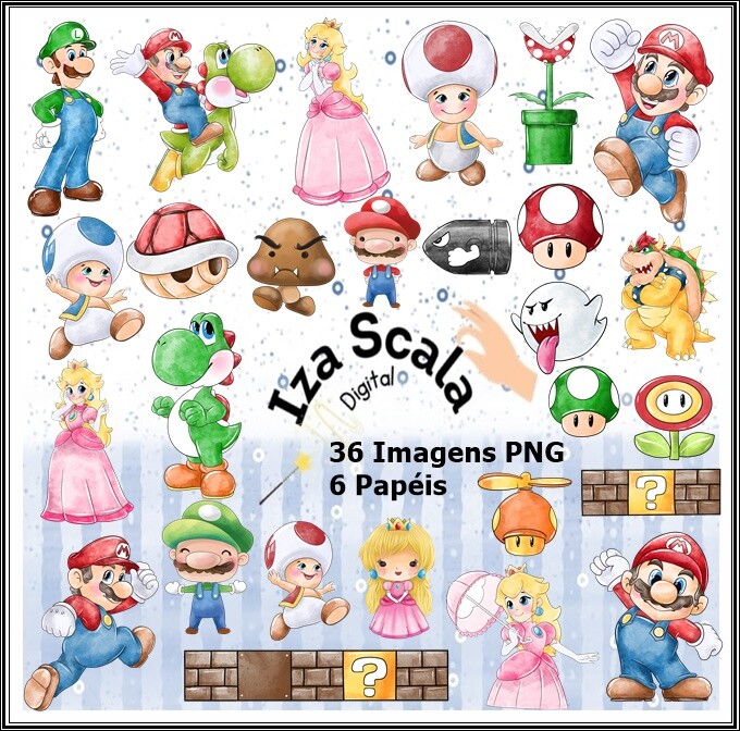 Kit Digital Mario Bross Aquarela