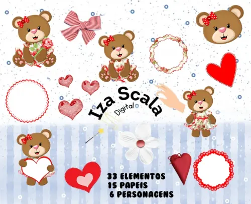 Kit Digital Ursinha Vermelha