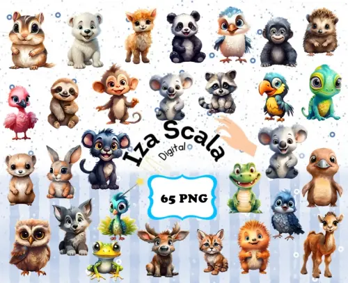 Kit Digital Bichinhos Aquarela