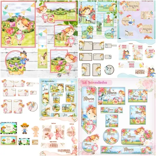 Kit Digital - Etiqueta Escolar Fazendinha