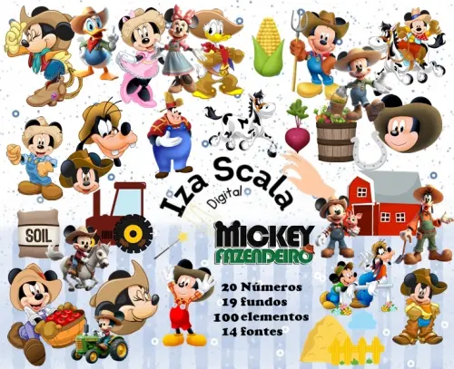 Kit Digital Mickey Fazendeiro