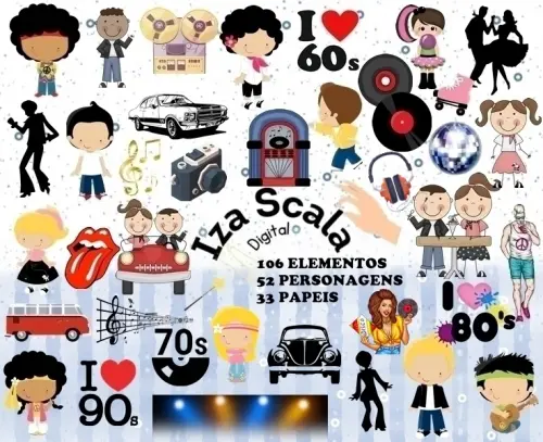 Kit Digital Anos 60 70 80 90