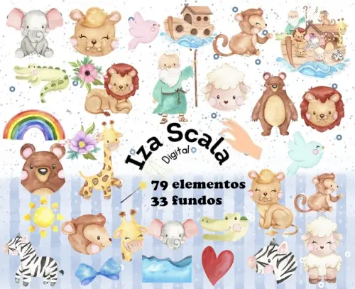 Kit Digital Arca de Noé Aquarela