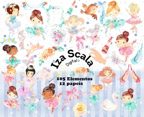 Kit Digital Bailarina Aquarela