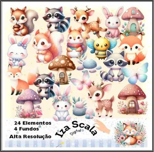 Kit Digital Bosque Aquarela - IA