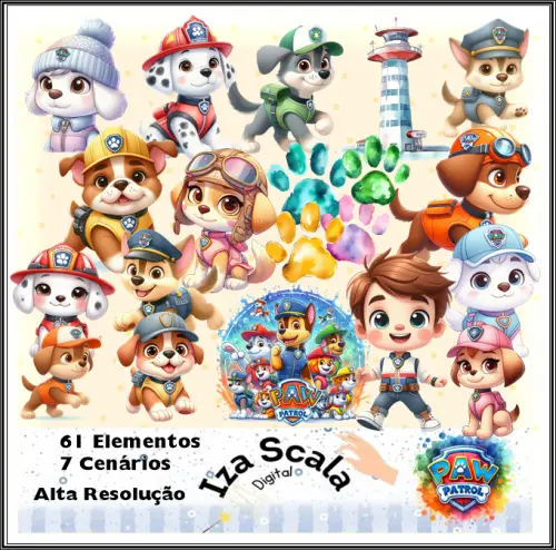 Kit Digital Patrulha Canina Aquarela - IA