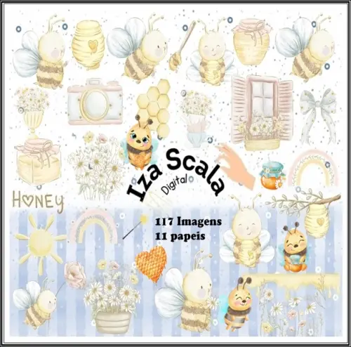 Kit Digital Abelhinha Aquarela