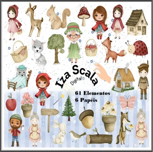 Kit Digital Chapeuzinho Vermelho Aquarela