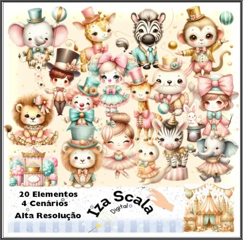 Kit Digital Circo Aquarela - IA