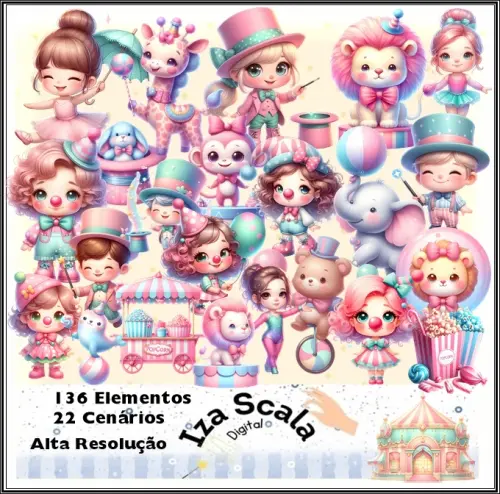 Kit Digital Circo Rosa - IA