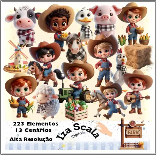 Kit Digital Fazendinha Menino - IA