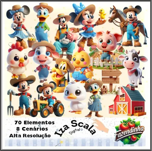 Kit Digital Mickey Fazendeiro  - IA