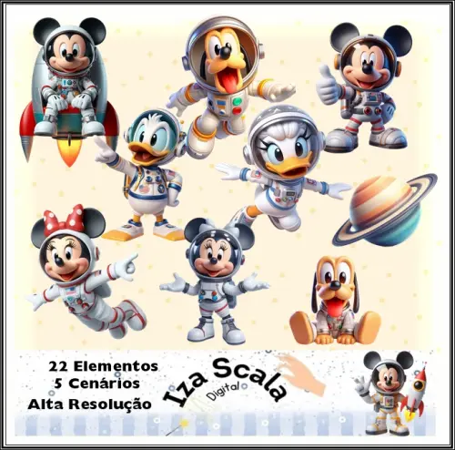 Kit Digital Mickey Astronauta  - IA