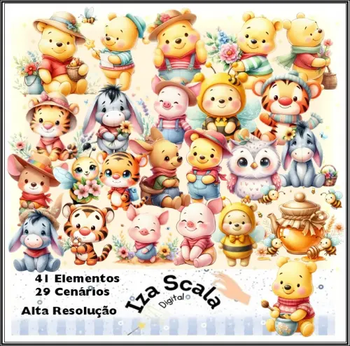 Kit Digital Ursinho Pooh Cute - IA