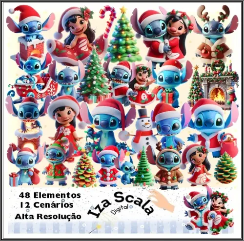 Kit Digital Natal Lilo e Stitch - IA