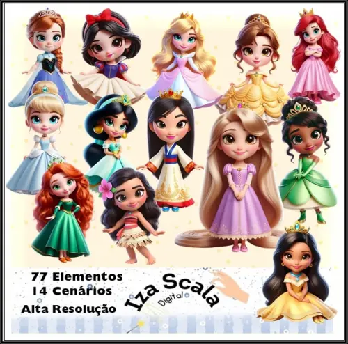 Kit Digital Princesa Cute - IA