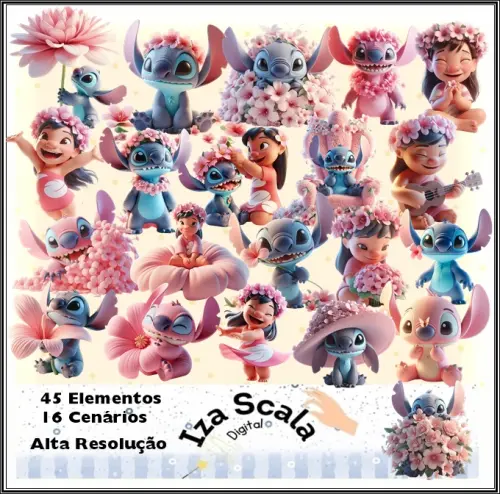 Kit Digital Lilo Stitch e Angel Floral  - IA